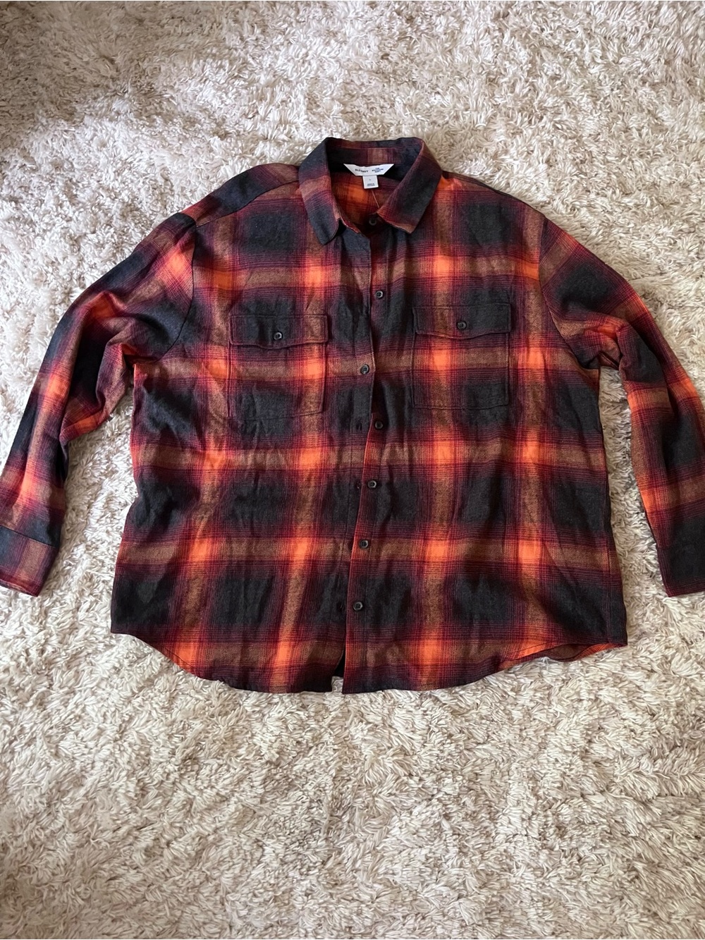 Old Navy Red & Black Plaid Button-Down Shirt